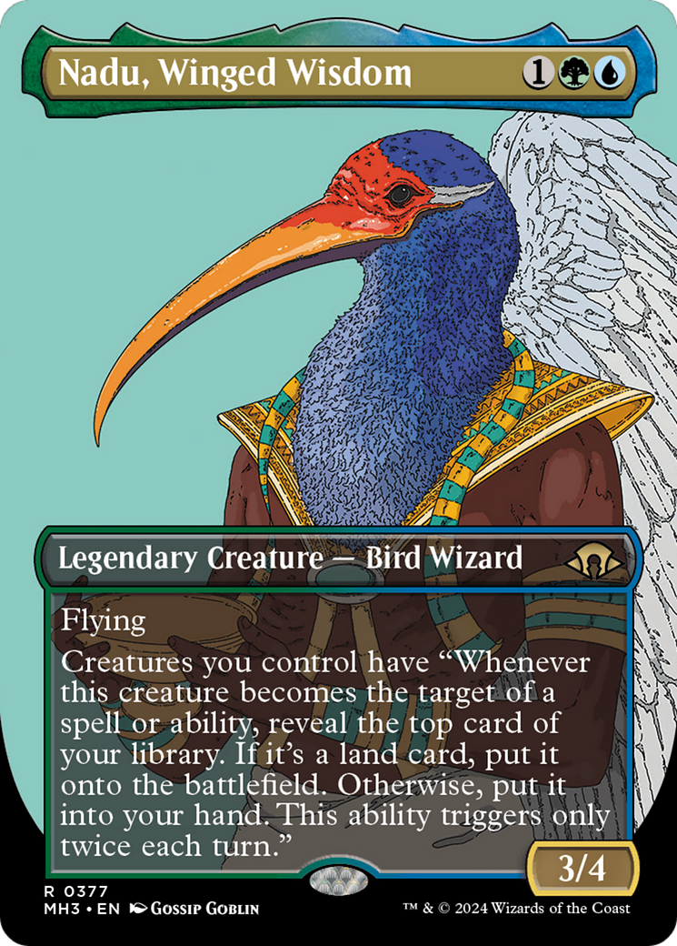 Nadu, Winged Wisdom (Borderless) [Modern Horizons 3] | The Time Vault CA