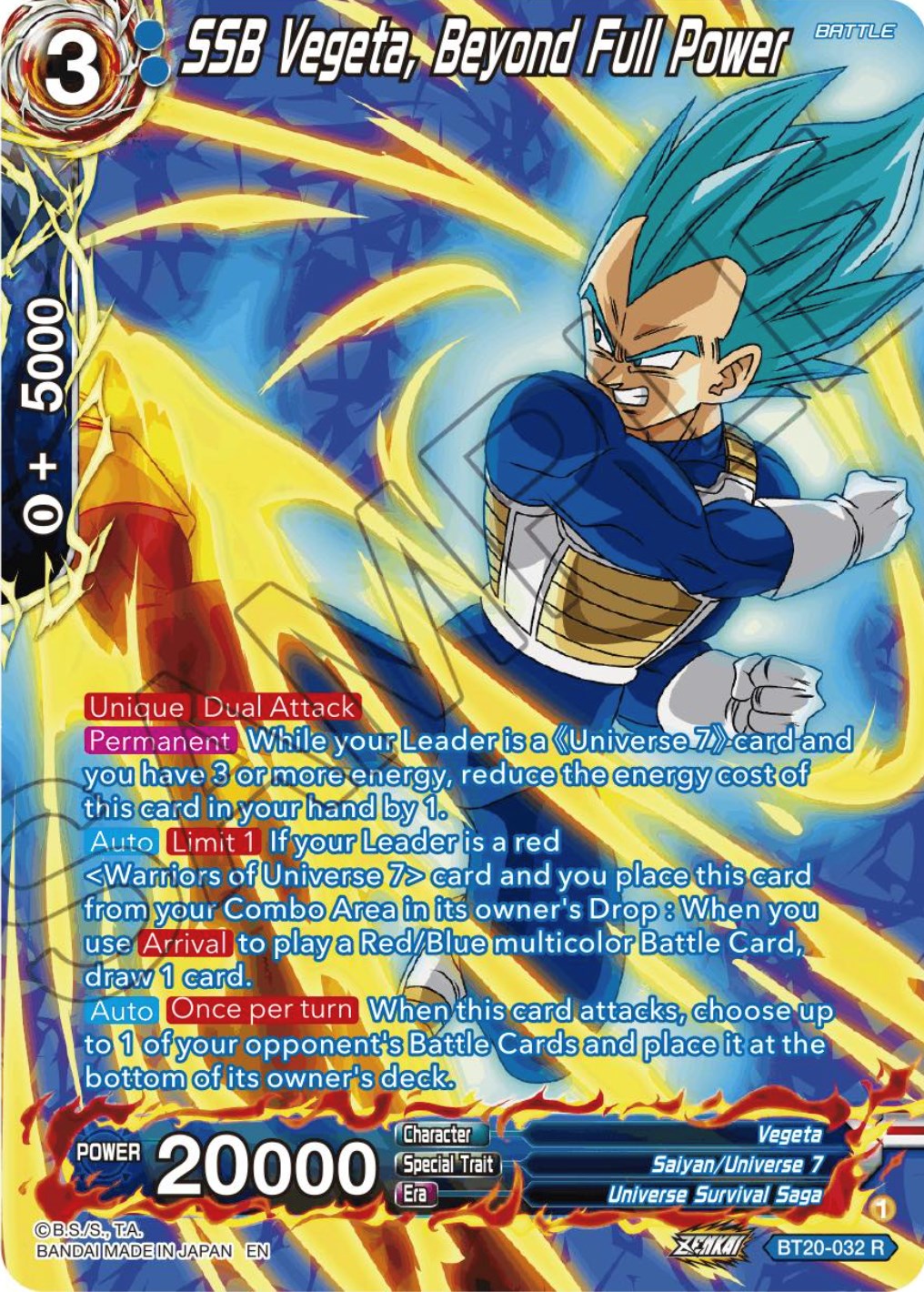 SSB Vegeta, Beyond Full Power (Silver Foil) (BT20-032) [Power Absorbed] | The Time Vault CA
