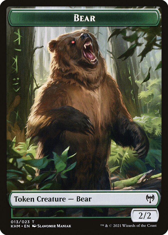 Human Warrior // Bear Double-Sided Token [Kaldheim Tokens] | The Time Vault CA