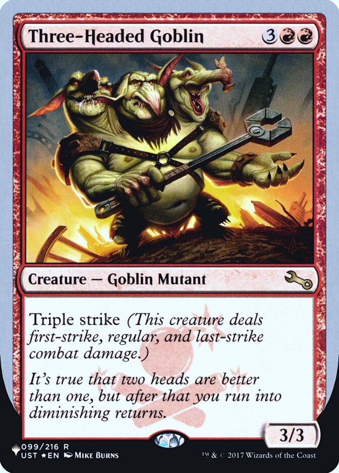 Three-Headed Goblin (Unfinity Foil Edition) [The List] | The Time Vault CA