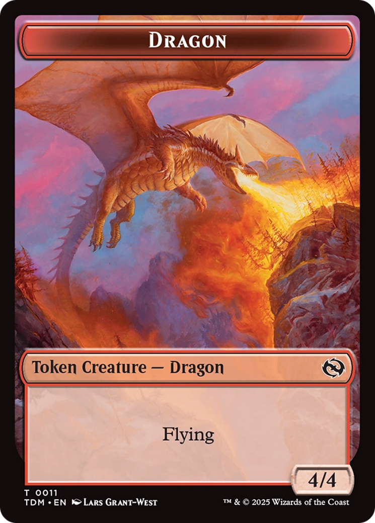 Dragon (0011) // Warrior Double-Sided Token [Tarkir: Dragonstorm Tokens] | The Time Vault CA