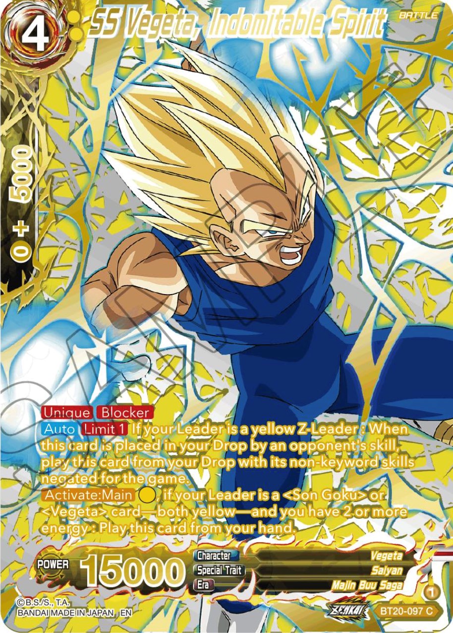 SS Vegeta, Indomitable Spirit (Gold-Stamped) (BT20-097) [Power Absorbed] | The Time Vault CA