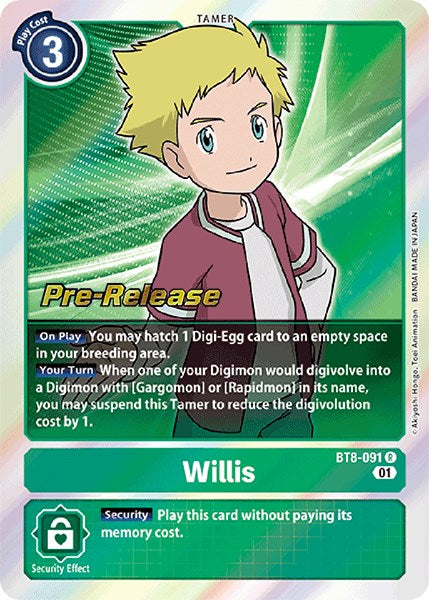 Willis [BT8-091] [New Awakening Pre-Release Cards] | The Time Vault CA