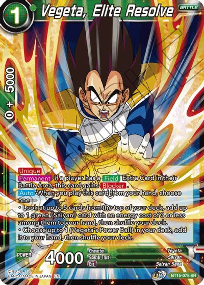 Vegeta, Elite Resolve (BT15-075) [Saiyan Showdown] | The Time Vault CA