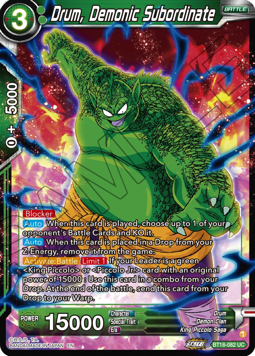 Drum, Demonic Subordinate (BT18-082) [Dawn of the Z-Legends] | The Time Vault CA