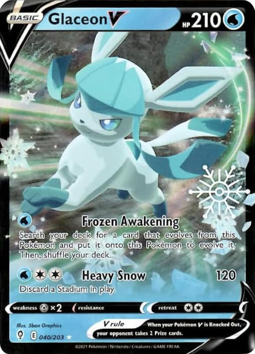 Glaceon V (040/203) (Holiday Calendar) [Sword & Shield: Evolving Skies] | The Time Vault CA