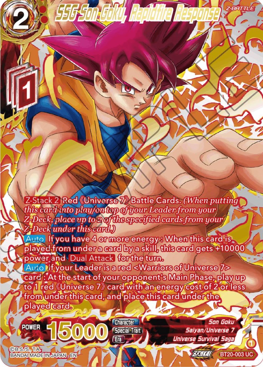 SSG Son Goku, Rapidfire Response (Gold-Stamped) (BT20-003) [Power Absorbed] | The Time Vault CA