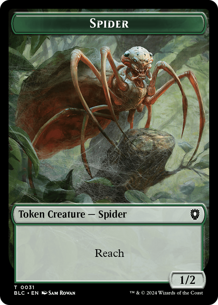 Spider // Blood Double-Sided Token [Bloomburrow Commander Tokens] | The Time Vault CA