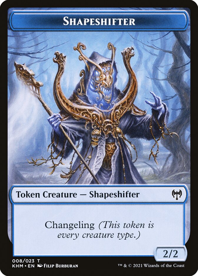 Human Warrior // Shapeshifter Double-Sided Token [Kaldheim Tokens] | The Time Vault CA