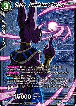 Beerus, Annihilation's Essence (Tournament Pack Vol. 8) (Winner) (P-384) [Tournament Promotion Cards] | The Time Vault CA