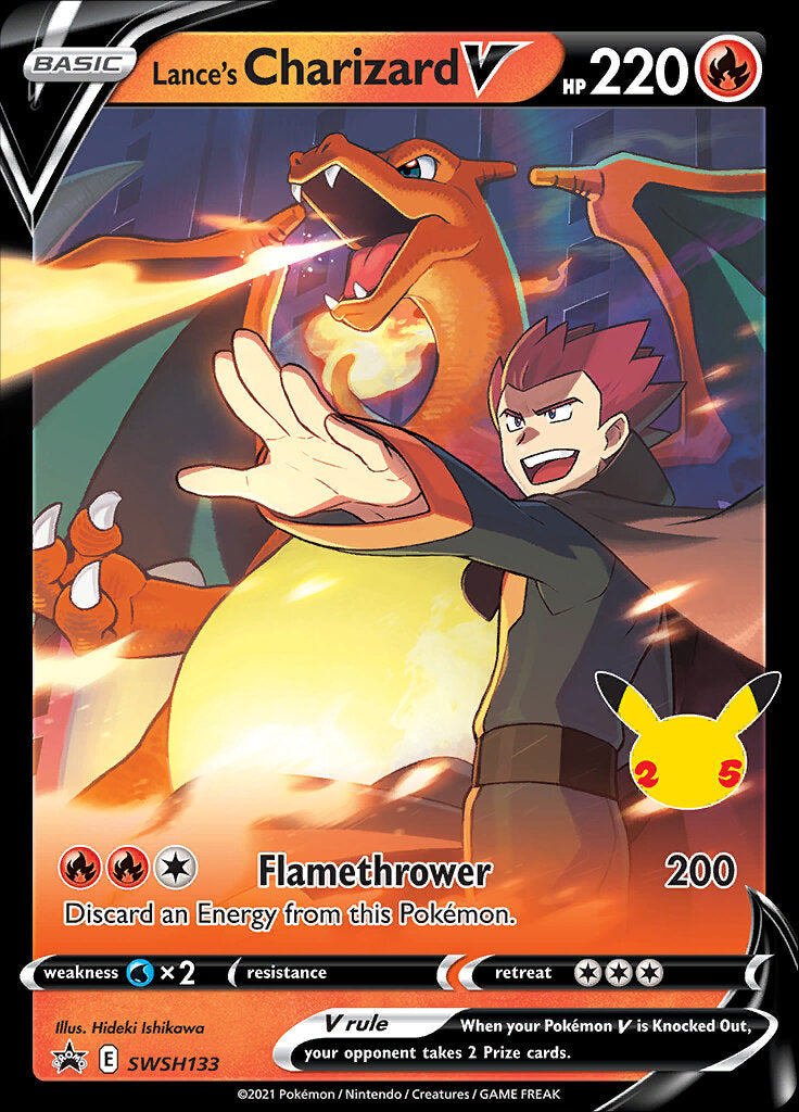 Lance's Charizard V (SWSH133) (Celebrations) [Sword & Shield: Black Star Promos] | The Time Vault CA