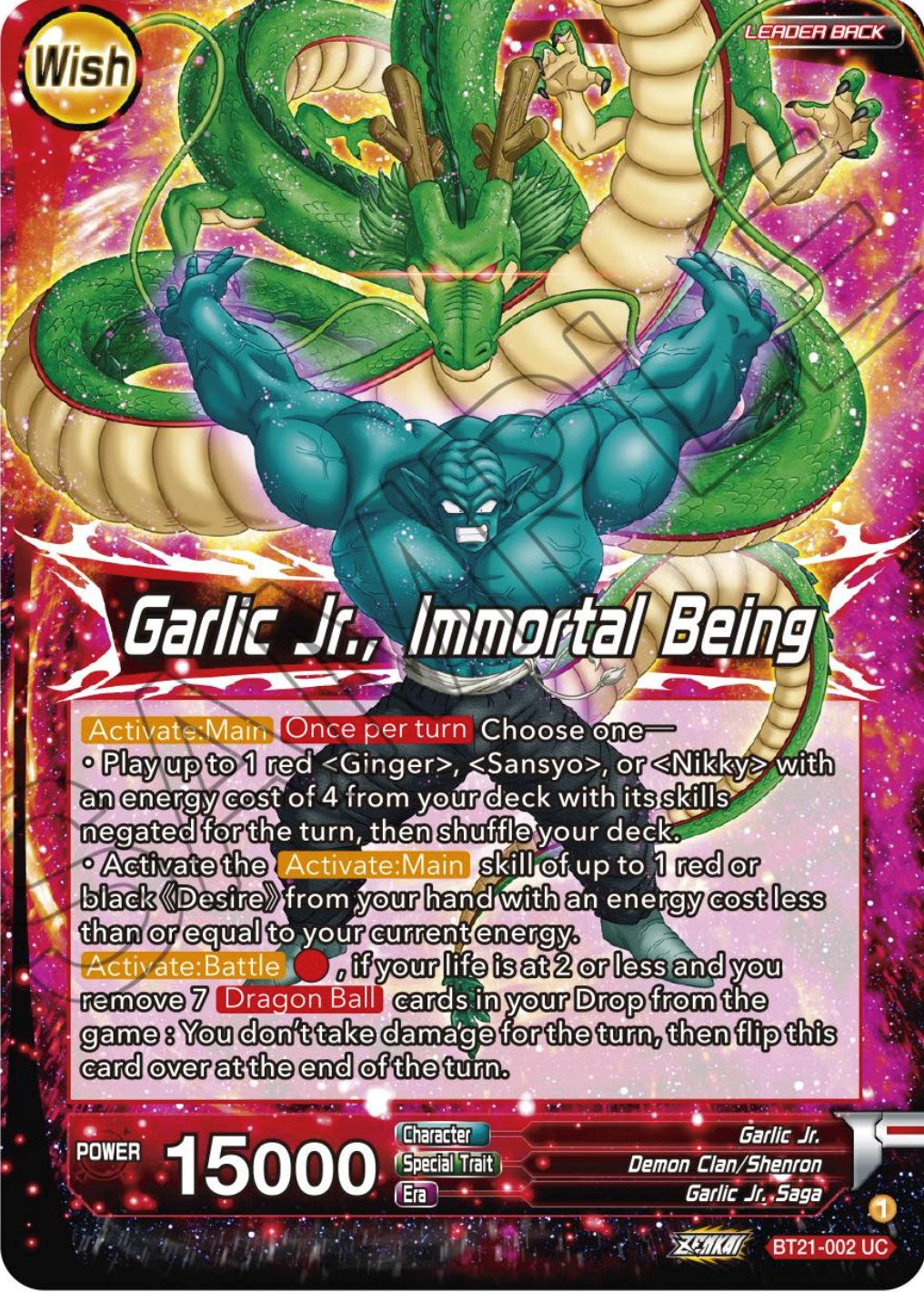 Garlic Jr. // Garlic Jr., Immortal Being (BT21-002) [Wild Resurgence] | The Time Vault CA