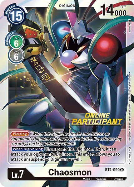 Chaosmon [BT4-090] (Online Participant) [Great Legend Promos] | The Time Vault CA