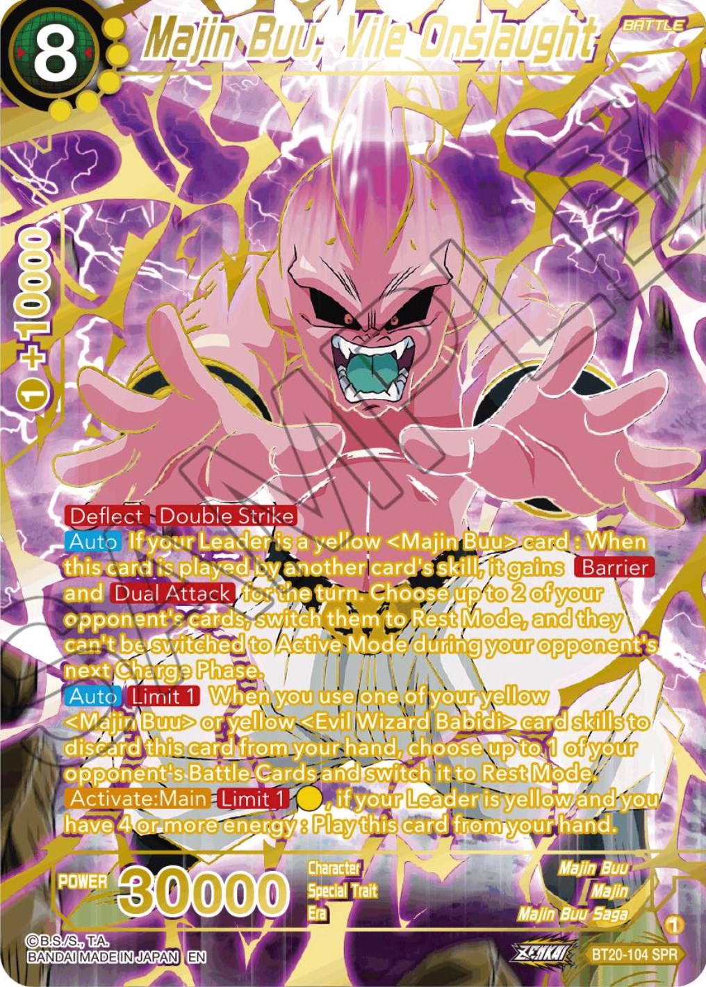 Majin Buu, Vile Onslaught (SPR) (BT20-104) [Power Absorbed] | The Time Vault CA