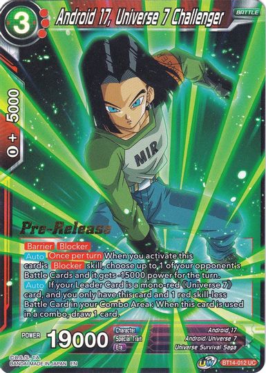 Android 17, Universe 7 Challenger (BT14-012) [Cross Spirits Prerelease Promos] | The Time Vault CA