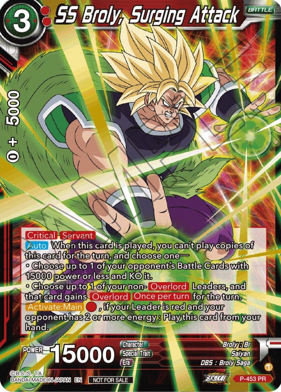 SS Broly, Surging Attack (Championship Selection Pack 2023 Vol.1) (Holo) (P-453) [Tournament Promotion Cards] | The Time Vault CA