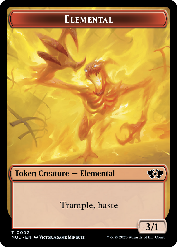 Elemental (2) // Teferi Akosa of Zhalfir Emblem Double-Sided Token [March of the Machine Tokens] | The Time Vault CA