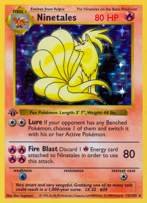 Ninetales (12/102) (Shadowless) [Base Set 1st Edition] | The Time Vault CA