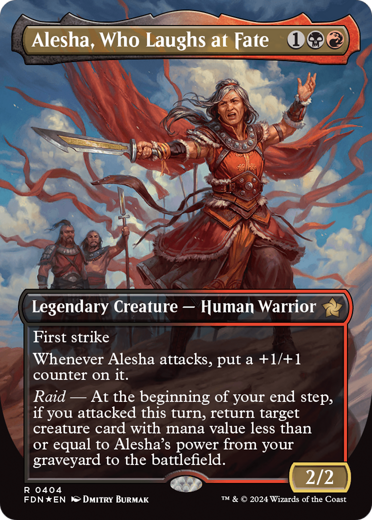 Alesha, Who Laughs at Fate (Borderless) (Mana Foil) [Foundations] | The Time Vault CA