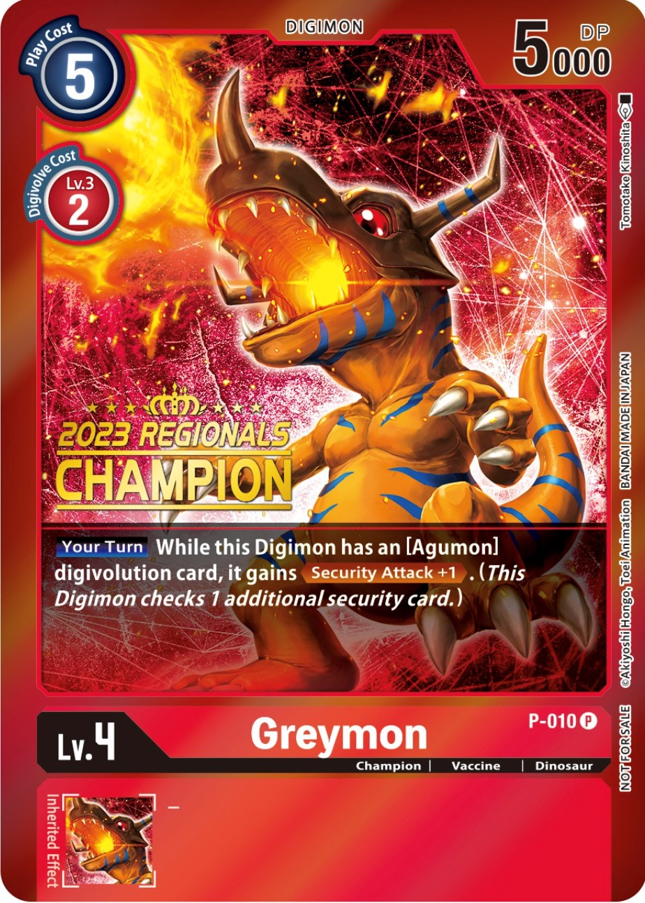 Greymon [P-010] (2023 Regionals Champion) [Promotional Cards] | The Time Vault CA