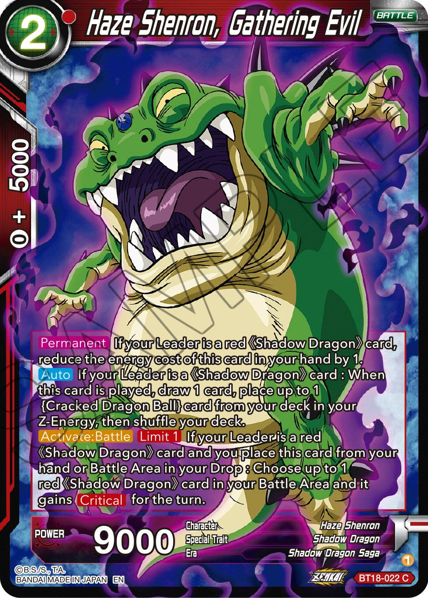 Haze Shenron, Gathering Evil (BT18-022) [Dawn of the Z-Legends] | The Time Vault CA
