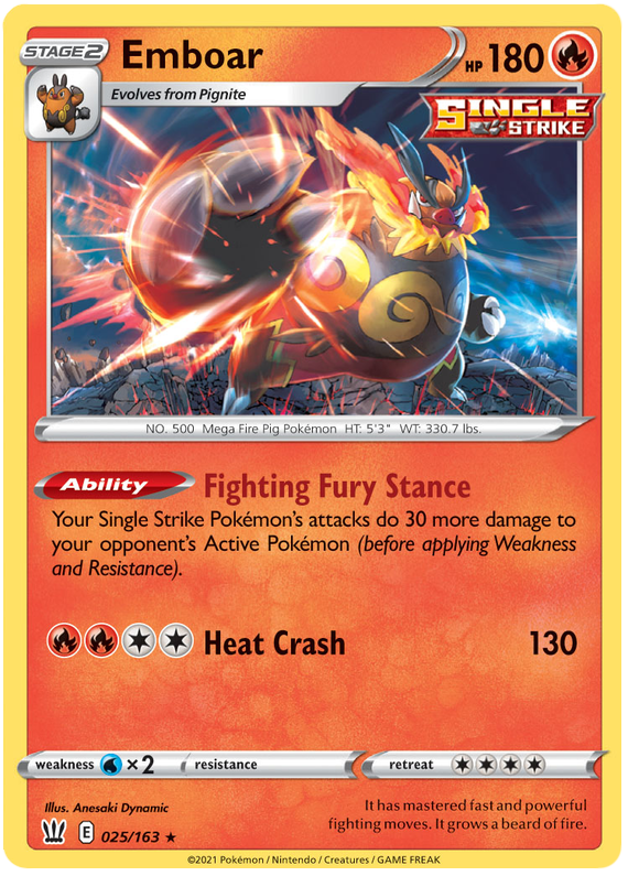 Emboar (025/163) [Sword & Shield: Battle Styles] | The Time Vault CA