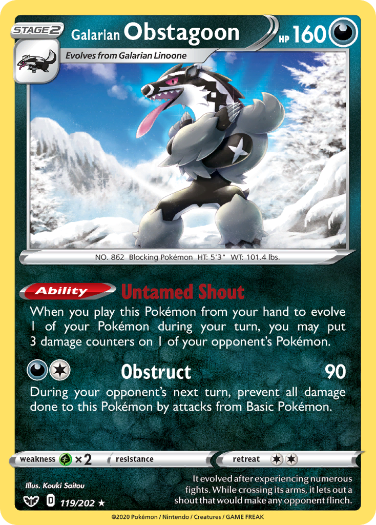 Galarian Obstagoon (119/202) [Sword & Shield: Base Set] | The Time Vault CA