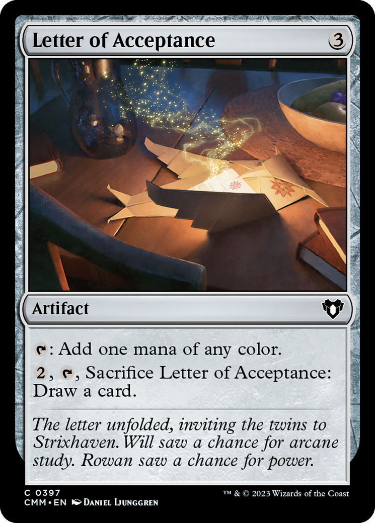 Letter of Acceptance [Commander Masters] | The Time Vault CA