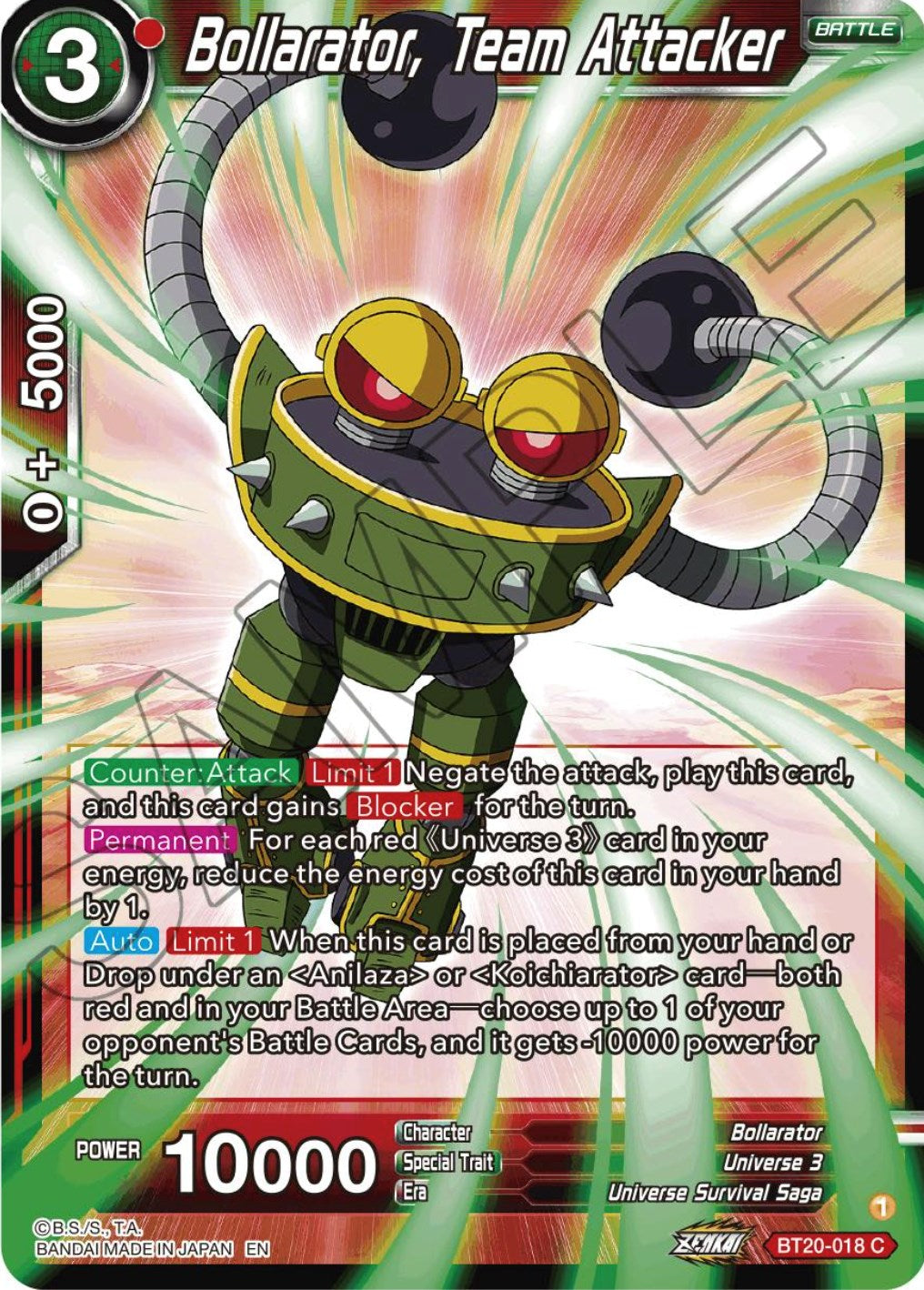 Bollarator, Team Attacker (BT20-018) [Power Absorbed] | The Time Vault CA