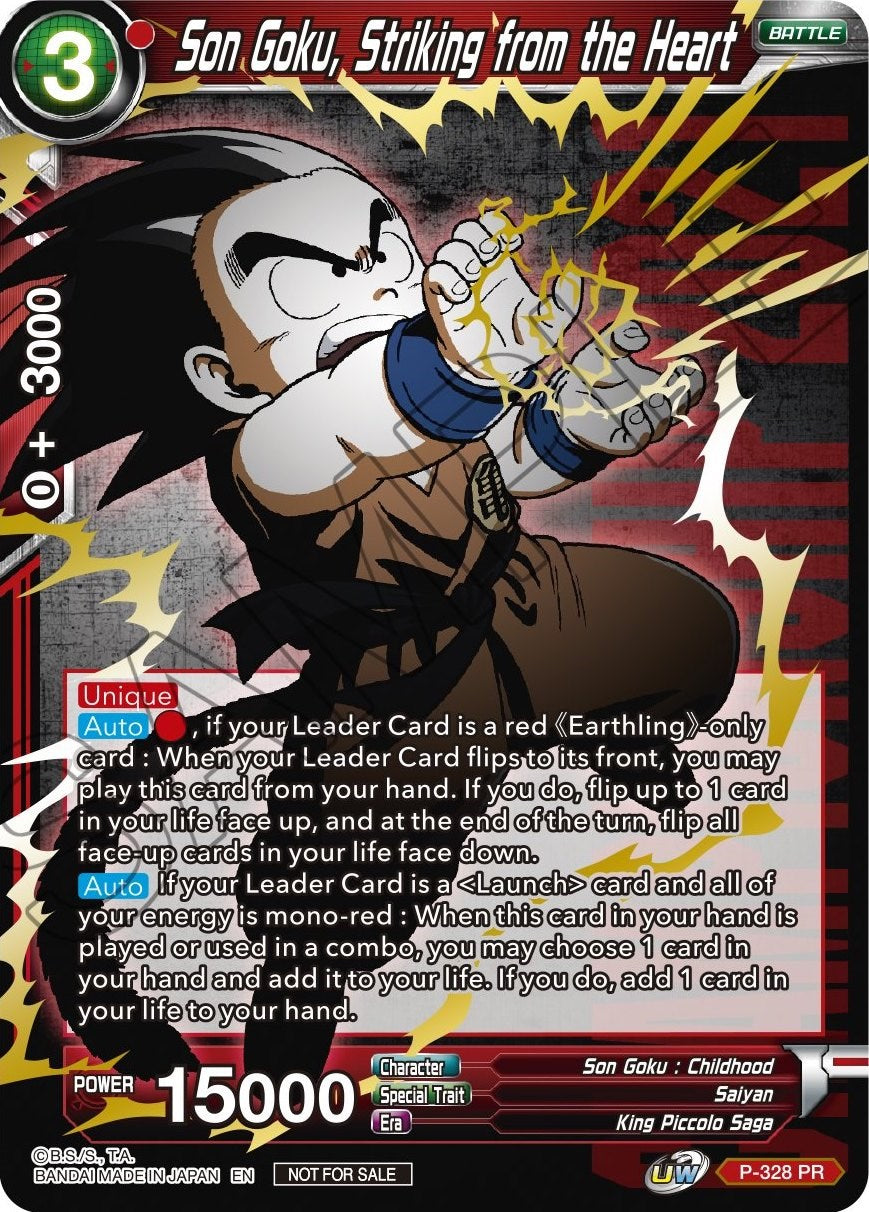 Son Goku, Striking from the Heart (Gold Stamped) (P-328) [Tournament Promotion Cards] | The Time Vault CA