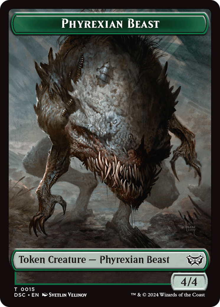 Phyrexian Beast //Manifest Double-Sided Token [Duskmourn: House of Horror Commander Tokens] | The Time Vault CA