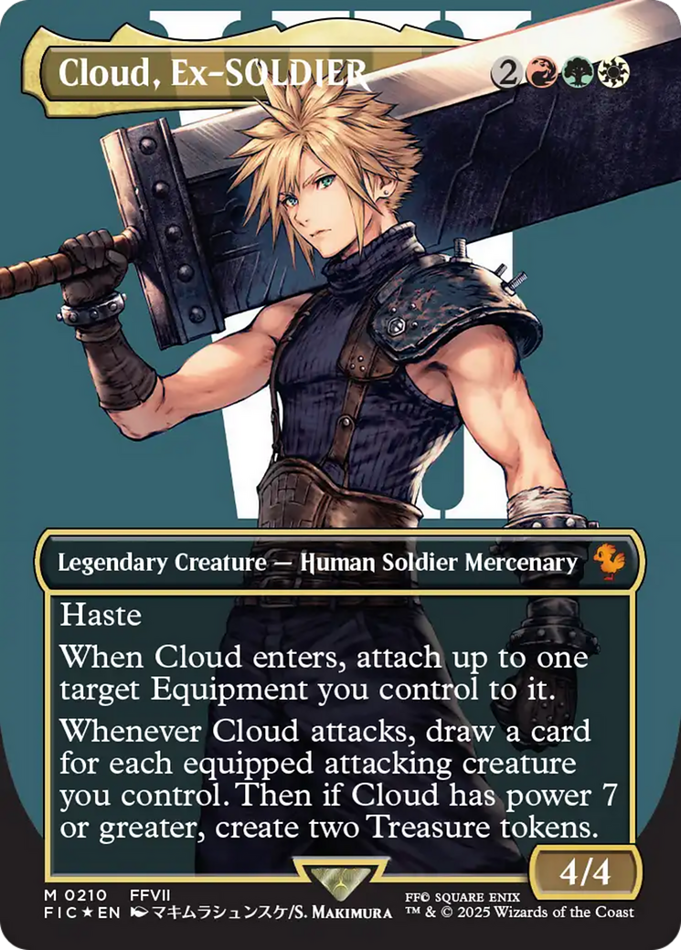 Cloud, Ex-SOLDIER (Borderless) (Surge Foil) [FINAL FANTASY Commander] | The Time Vault CA