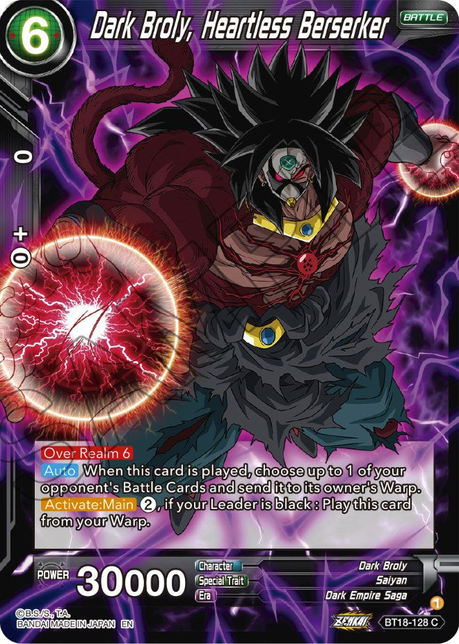 Dark Broly, Heartless Berserker (BT18-128) [Dawn of the Z-Legends] | The Time Vault CA