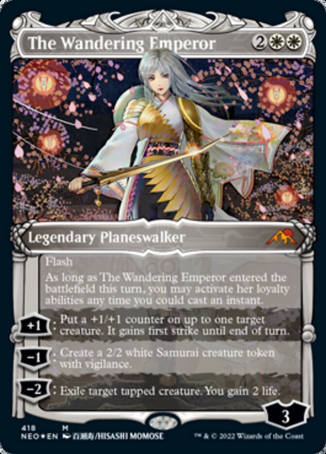 The Wandering Emperor (Showcase) (Foil Etched) [Kamigawa: Neon Dynasty] | The Time Vault CA