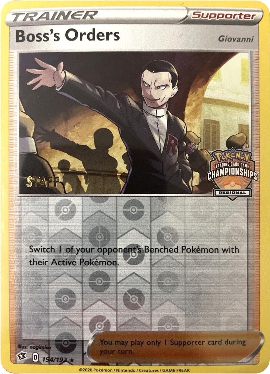 Boss's Orders (154/192) (Staff Regional Championships) [League & Championship Cards] | The Time Vault CA