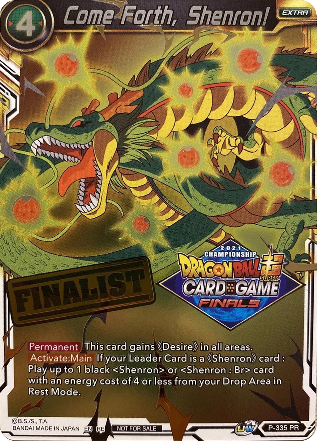 Come Forth, Shenron! (Championship 2021 Vault Set) (Finalist Gold Stamped) (P-335) [Tournament Promotion Cards] | The Time Vault CA