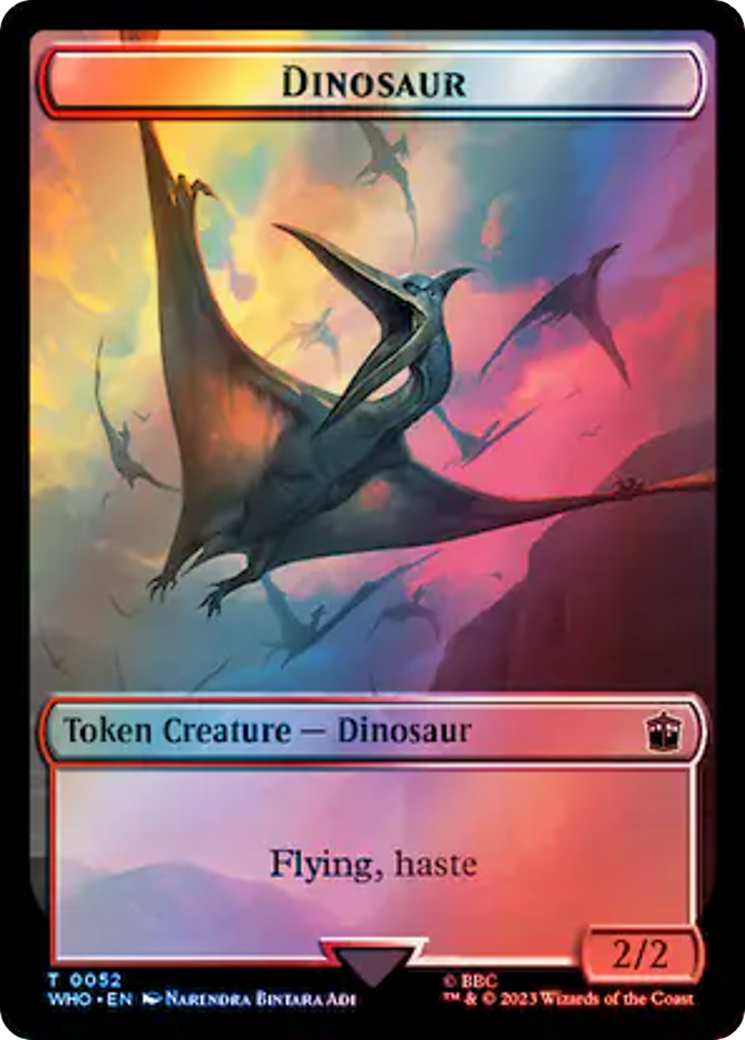 Warrior // Dinosaur Double-Sided Token (Surge Foil) [Doctor Who Tokens] | The Time Vault CA