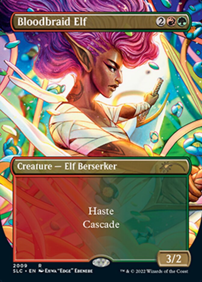 Bloodbraid Elf (Borderless Alternate Art) [Secret Lair Countdown Kit] | The Time Vault CA
