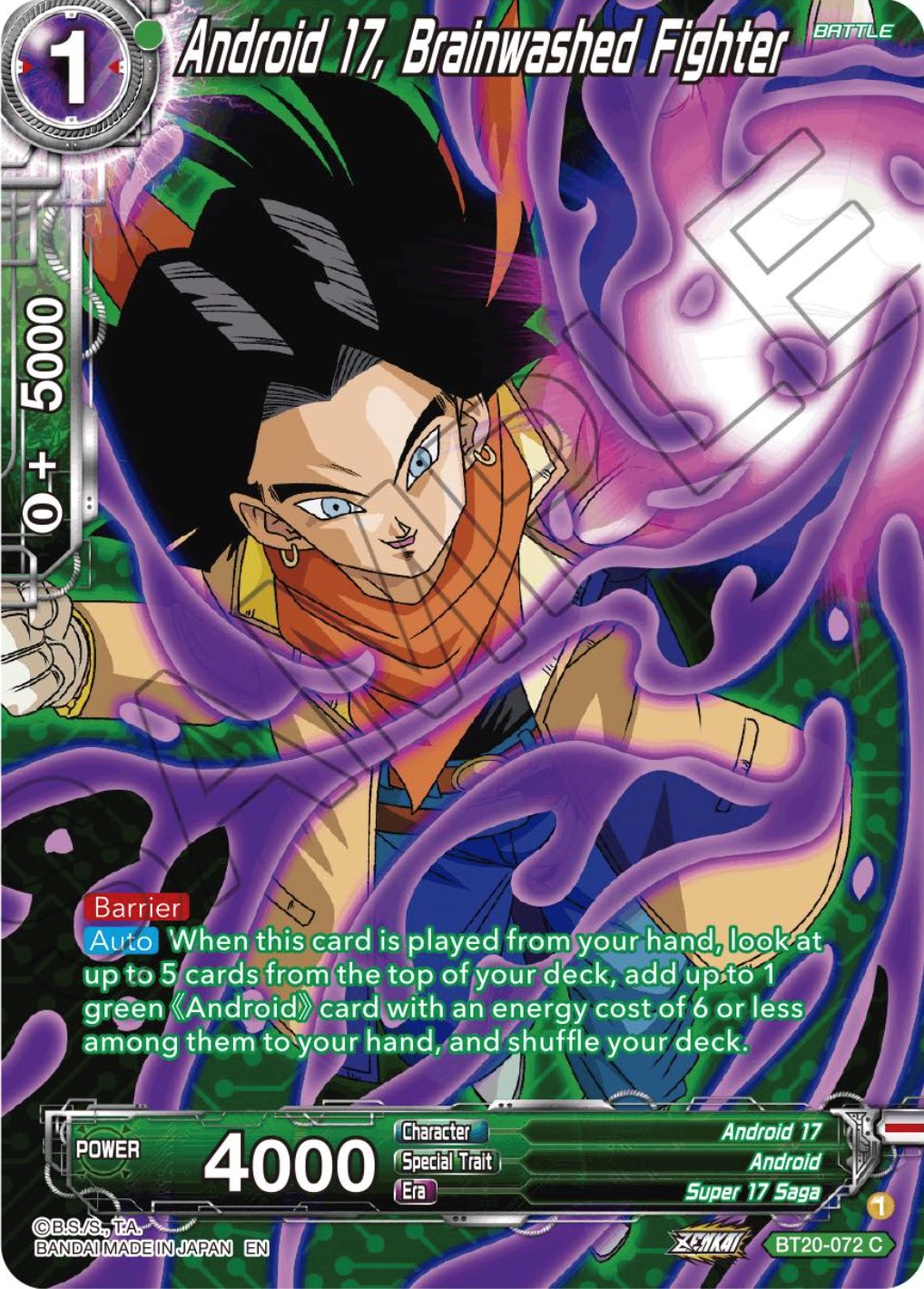 Android 17, Brainwashed Fighter (Silver Foil) (BT20-072) [Power Absorbed] | The Time Vault CA