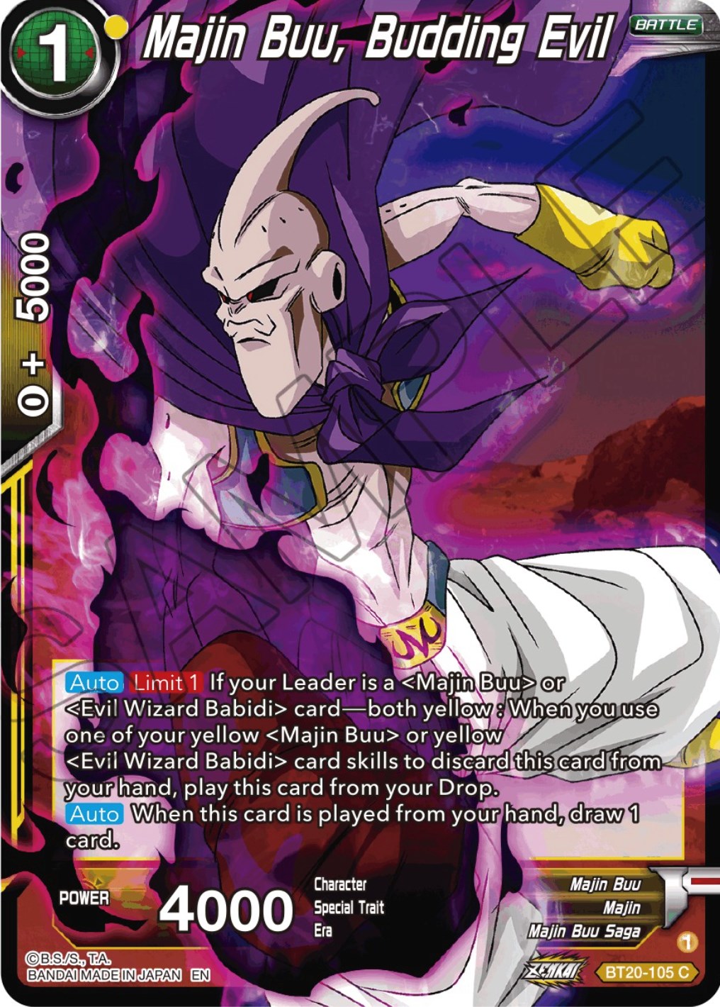Majin Buu, Budding Evil (BT20-105) [Power Absorbed] | The Time Vault CA