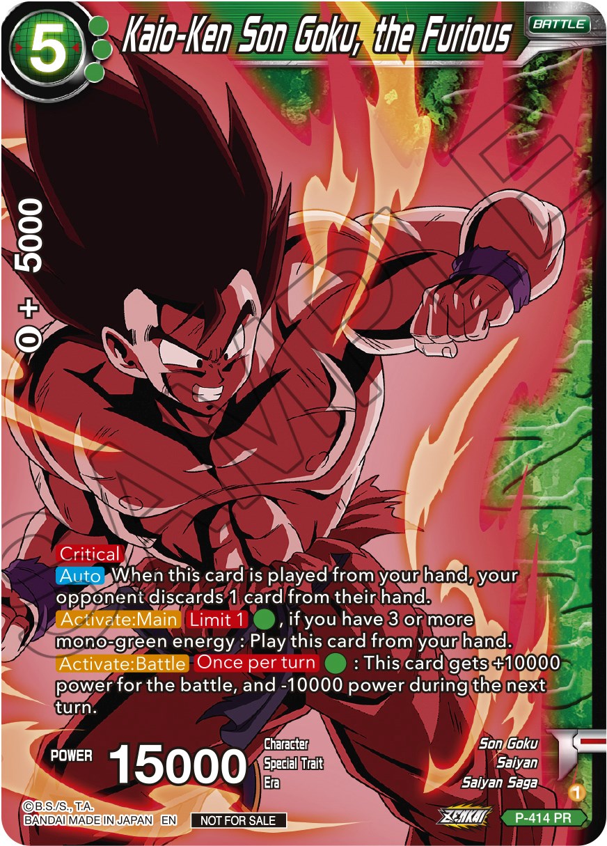 Kaio-Ken Son Goku, the Furious (Zenkai Series Tournament Pack Vol.1 Winner) (P-414) [Tournament Promotion Cards] | The Time Vault CA