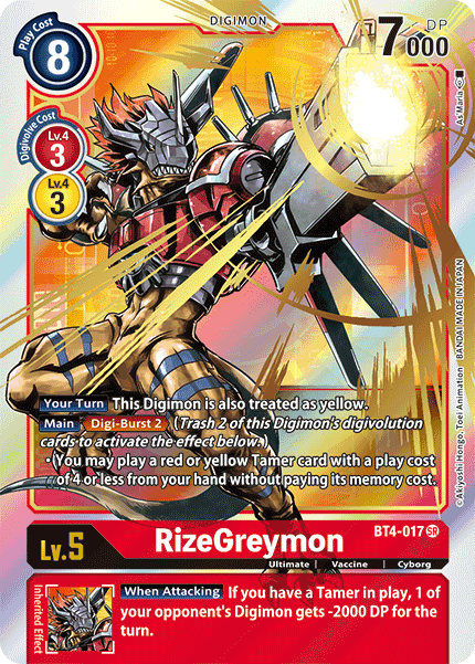 RizeGreymon [BT4-017] (Alternate Art) [Great Legend] | The Time Vault CA