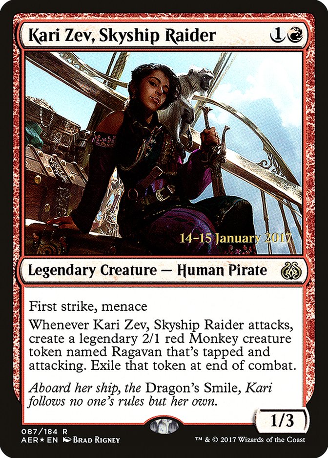 Kari Zev, Skyship Raider [Aether Revolt Prerelease Promos] | The Time Vault CA