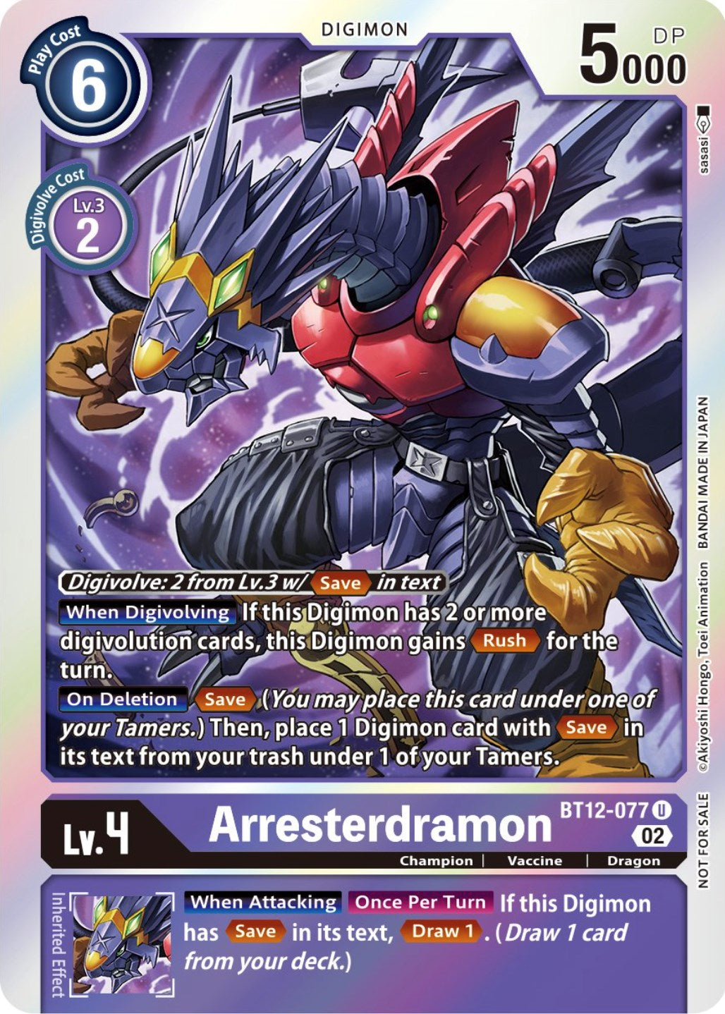 Arresterdramon [BT12-077] (Box Topper) [Across Time] | The Time Vault CA