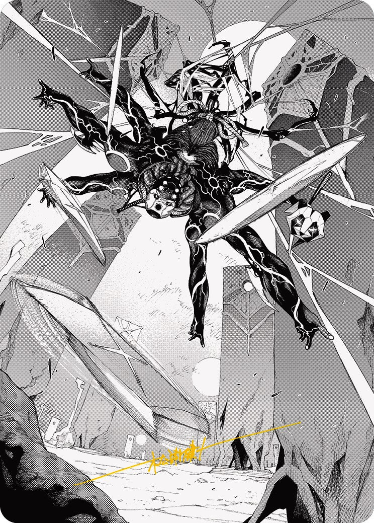 Kaito, Dancing Shadow 2 Art Card (Gold-Stamped Signature) [Phyrexia: All Will Be One Art Series] | The Time Vault CA
