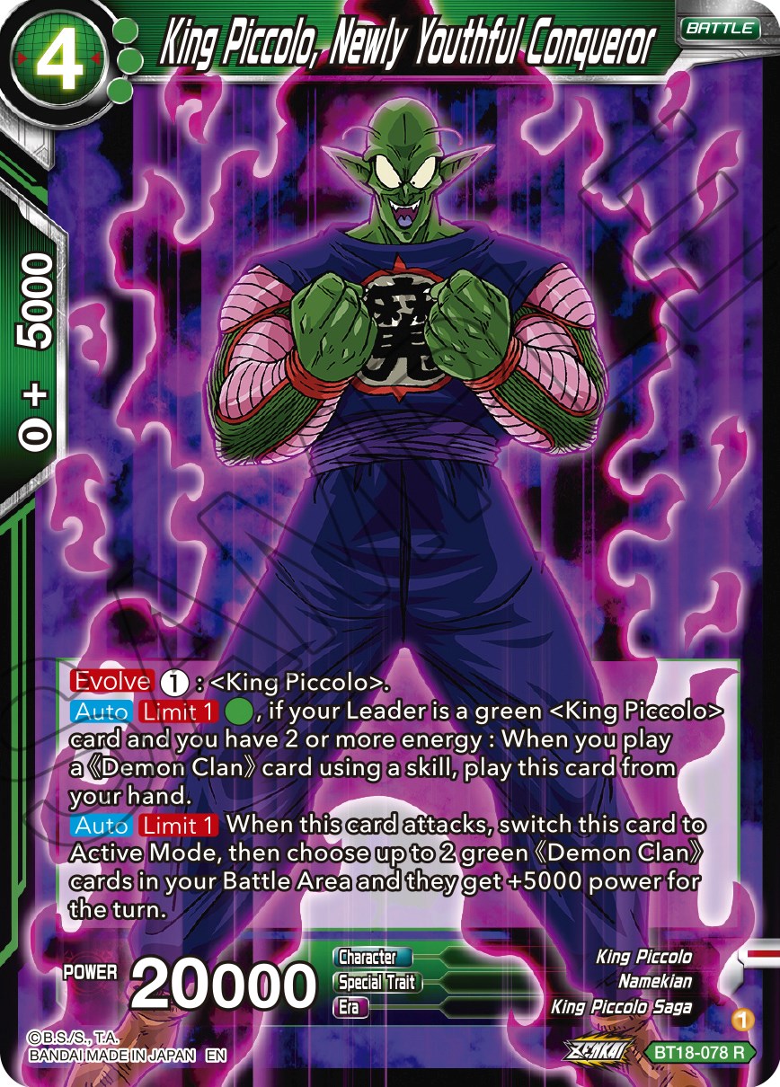 King Piccolo, Newly Youthful Conqueror (BT18-078) [Dawn of the Z-Legends] | The Time Vault CA