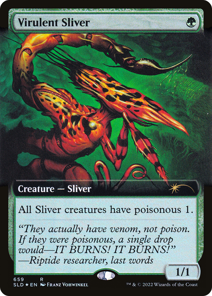 Virulent Sliver (Extended Art) (Step-and-Compleat Foil) [Secret Lair Drop Promos] | The Time Vault CA