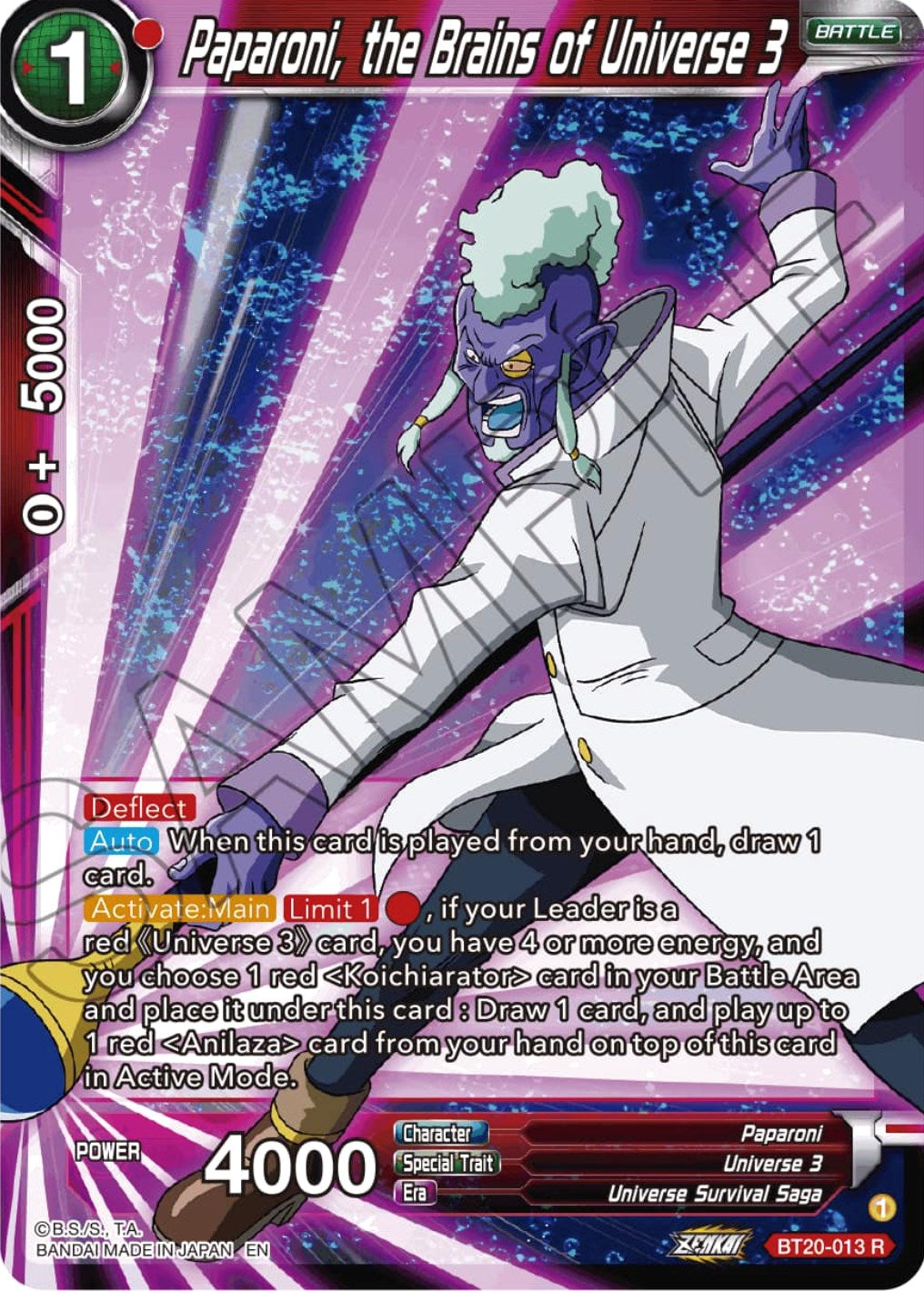 Paparoni, the Brains of Universe 3 (BT20-013) [Power Absorbed] | The Time Vault CA