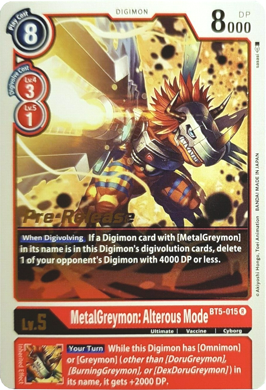 MetalGreymon: Alterous Mode [BT5-015] [Battle of Omni Pre-Release Promos] | The Time Vault CA