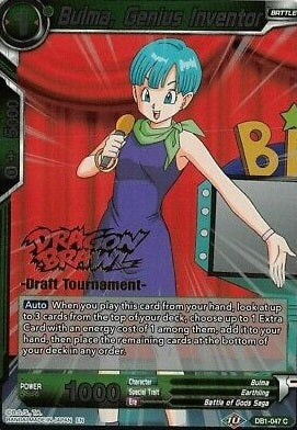 Bulma, Genius Inventor (Dragon Brawl Draft Tournament Gold Stamped) (DB1-047) [Promotion Cards] | The Time Vault CA